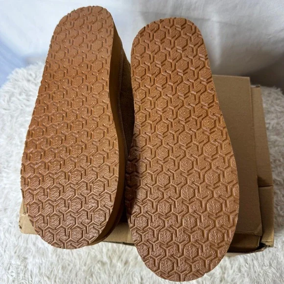 Fitory Brown Suede Shearling Lined Clog Slippers Platform Wedge Women's Size 10 - Picture 6 of 8